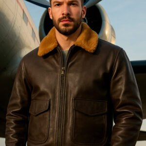 G1 chaqueta cuero cafe