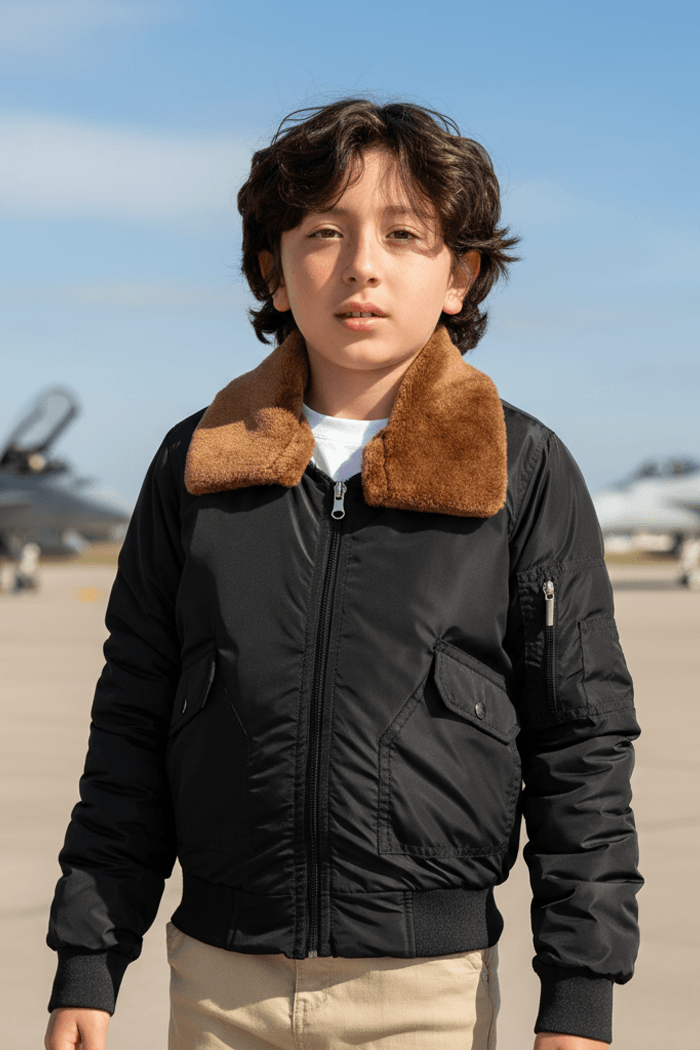 M2 Basic Sheepskin Collar Kids Black